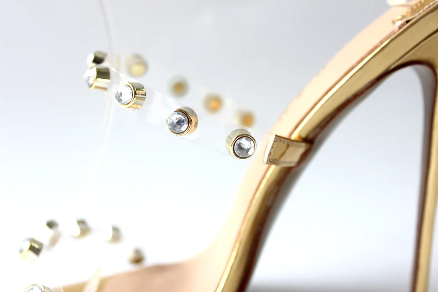 Новые сандалии со стразами на высоком каблуке с ремешком щиколотке Большой