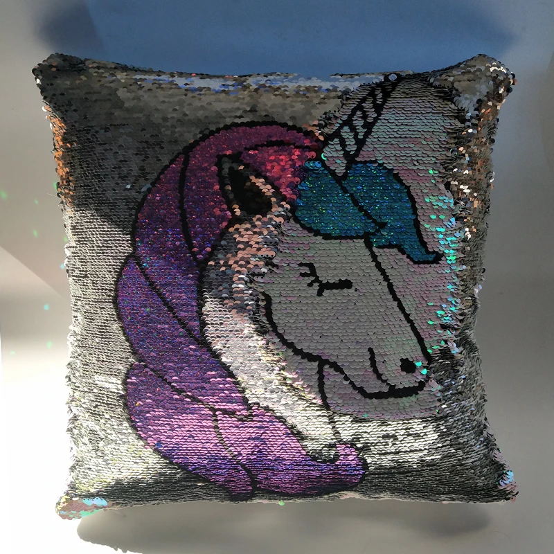 DIY Единорог Sequin Подушка Чехол Русалка Цвет изменение Двусторонняя Подушка Чехол волшебный декоративная наволочка для подушки голубого цвета с мультипликационным принтом «подушка чехол s
