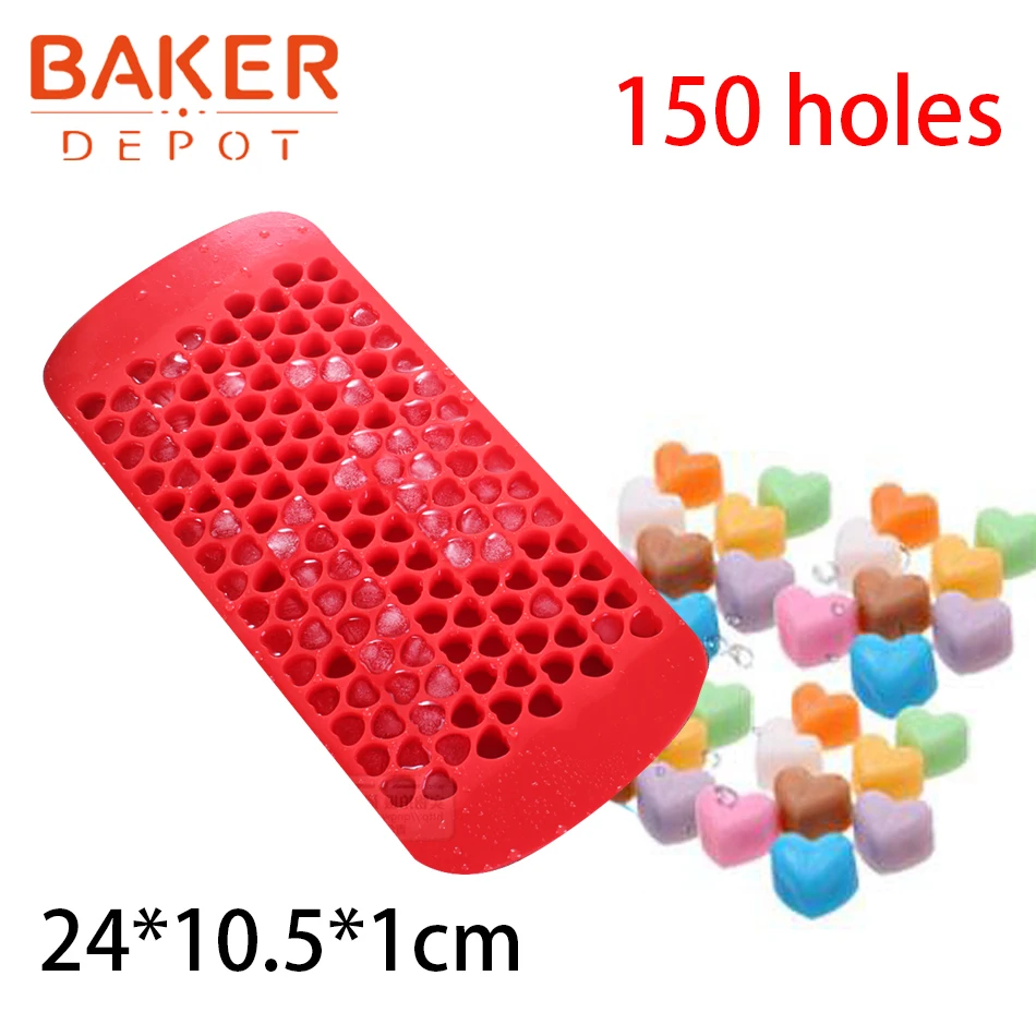 BAKER DEPOT силиконовая форма для Шоколадный лед в форме сердца лоток для льда конфеты Мармеладные помадки форма для торта формочки для выпечки 150 отверстий