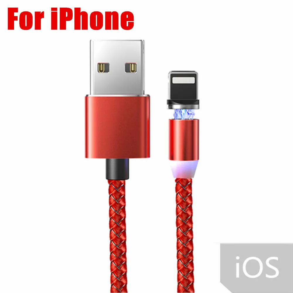 Red For iPhone OLAF 1 м светодиодный магнитный Micro USB кабель для быстрой зарядки usb type C Магнитный кабель для зарядки данных кабель для зарядки USB шнур для samsung Xiaomi - Цвет: Red For iPhone