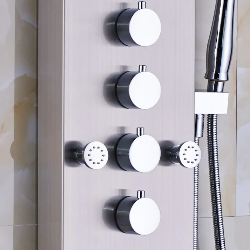 Душевая панель FLG Водопад и дождь массажные насадки из матового никеля комплект