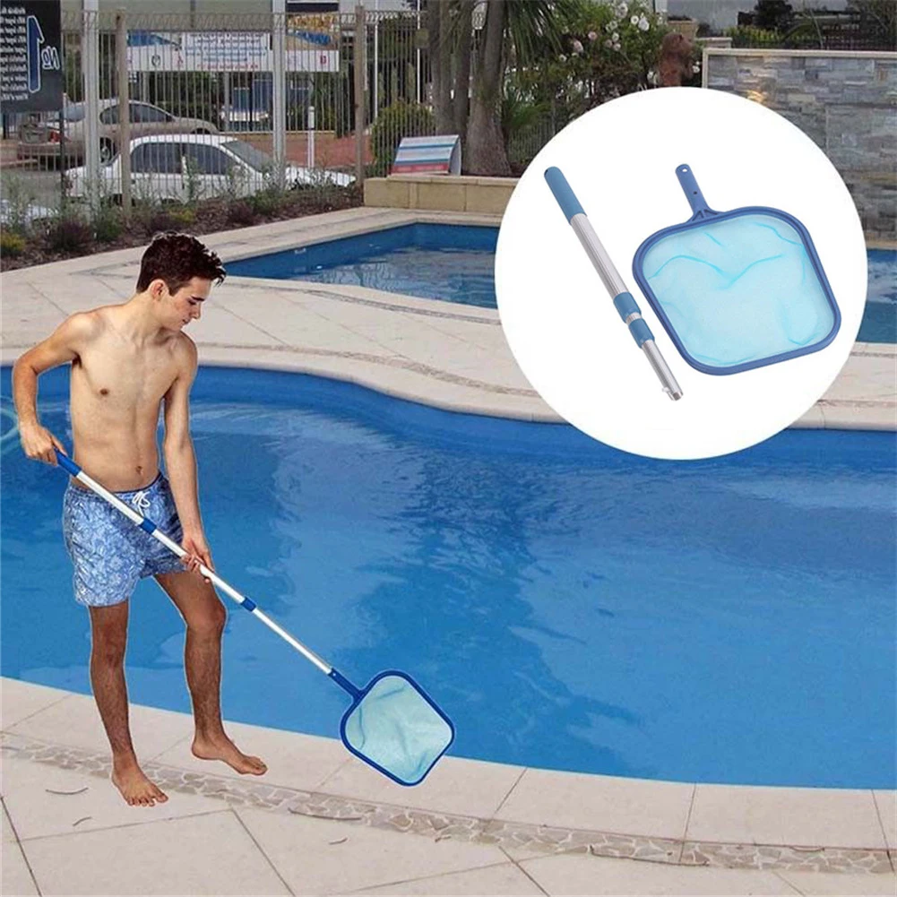Swimming Pool Cleaner Net Fish Pond Leaf Rubbish Cleaning Tool Mesh Skimmer Telescopic Pole Pools Salvage for pool Rake | Спорт и