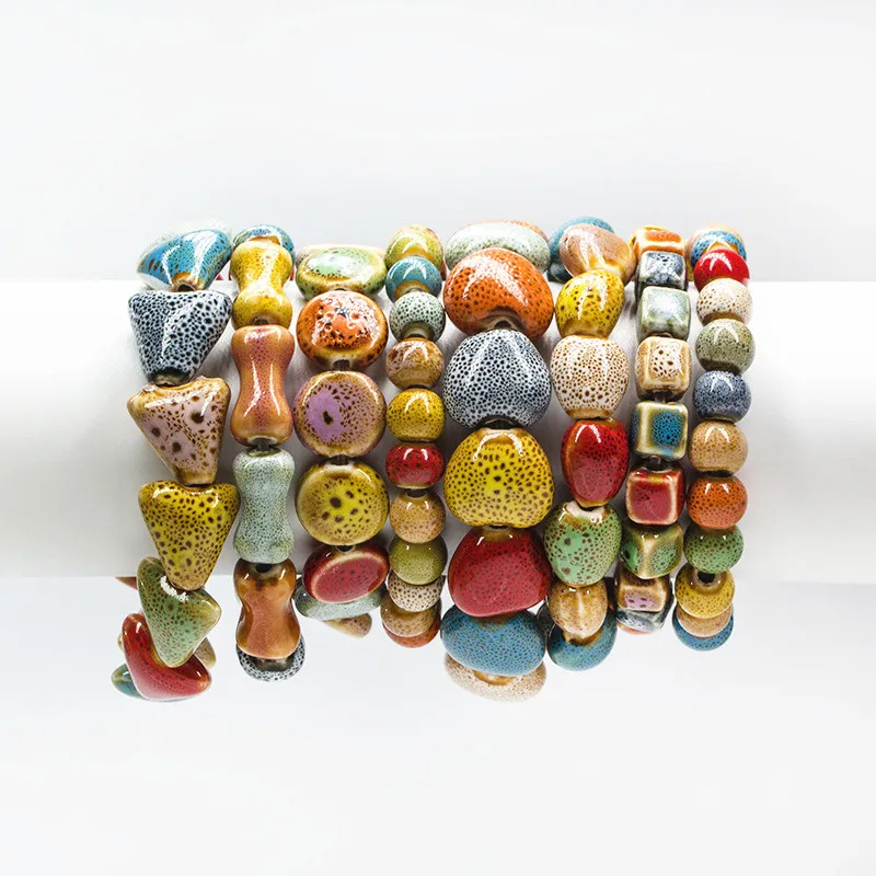 

Fashion style high quality ceramic bracelets handmade bungee cord porcelain beads bracelets for women