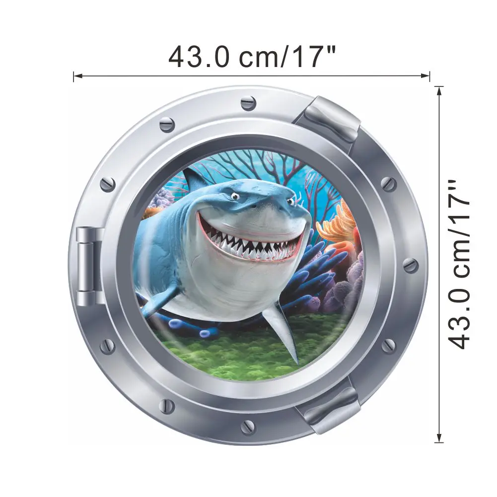 Дисней В поисках Немо акулы 3D вид окна Наклейки на стены для детских комнат