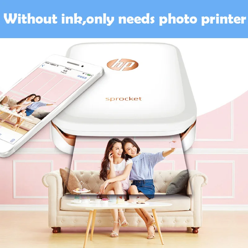 Hp Sprocket портативный фотопринтер для 5*7,6 см(2x3-дюймов) липкая Zink фотобумага легко печатать фотографии в социальных сетях