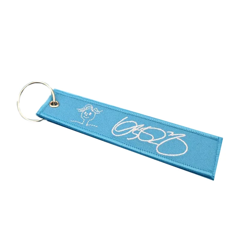 

Fashion Embroidery Keychain God Bless Gift Motorcycle Keyring Luggage Tag