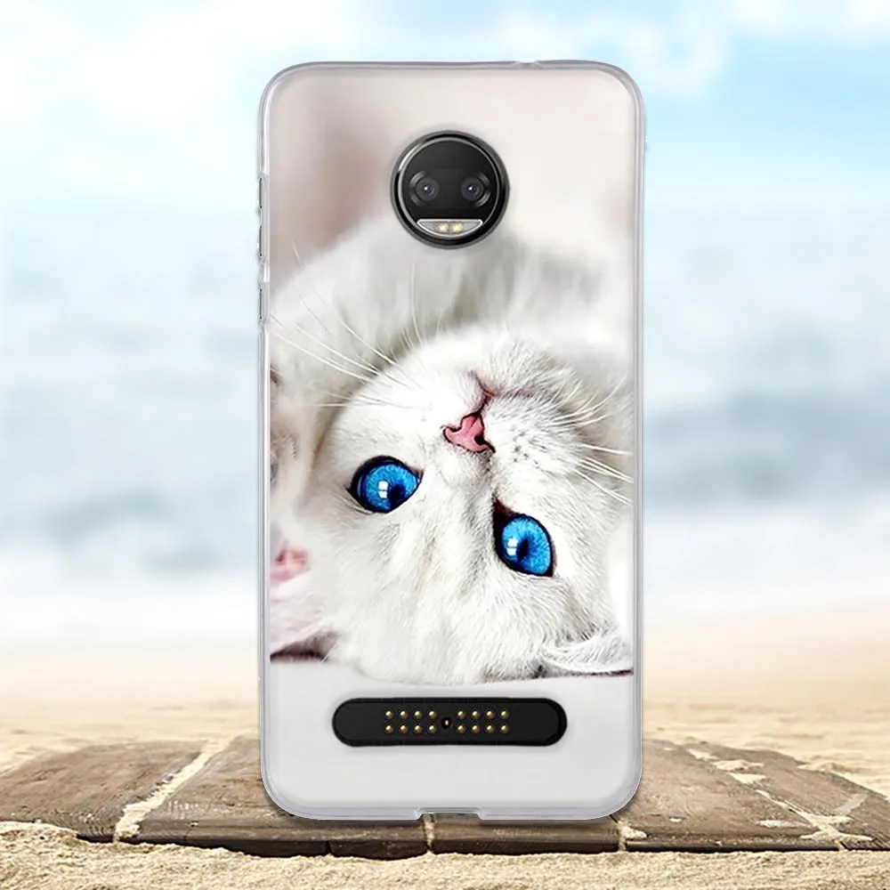 Для Motorola Moto Z2 Force чехол 3D Кот милый Fundas для чехлы телефонов Мягкие силиконовые ТПУ