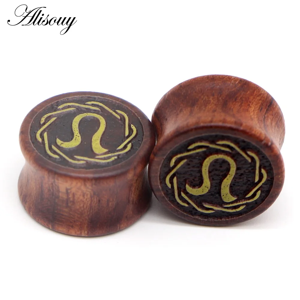 Leo Alisouy 8-20 мм, 12 созвездий, Ушная пробка, тоннель, деревянные тоннели, пирсинг, ушные носилки, ушные манометры, дилатационы, ореха, пирсинг - Окраска металла: Leo