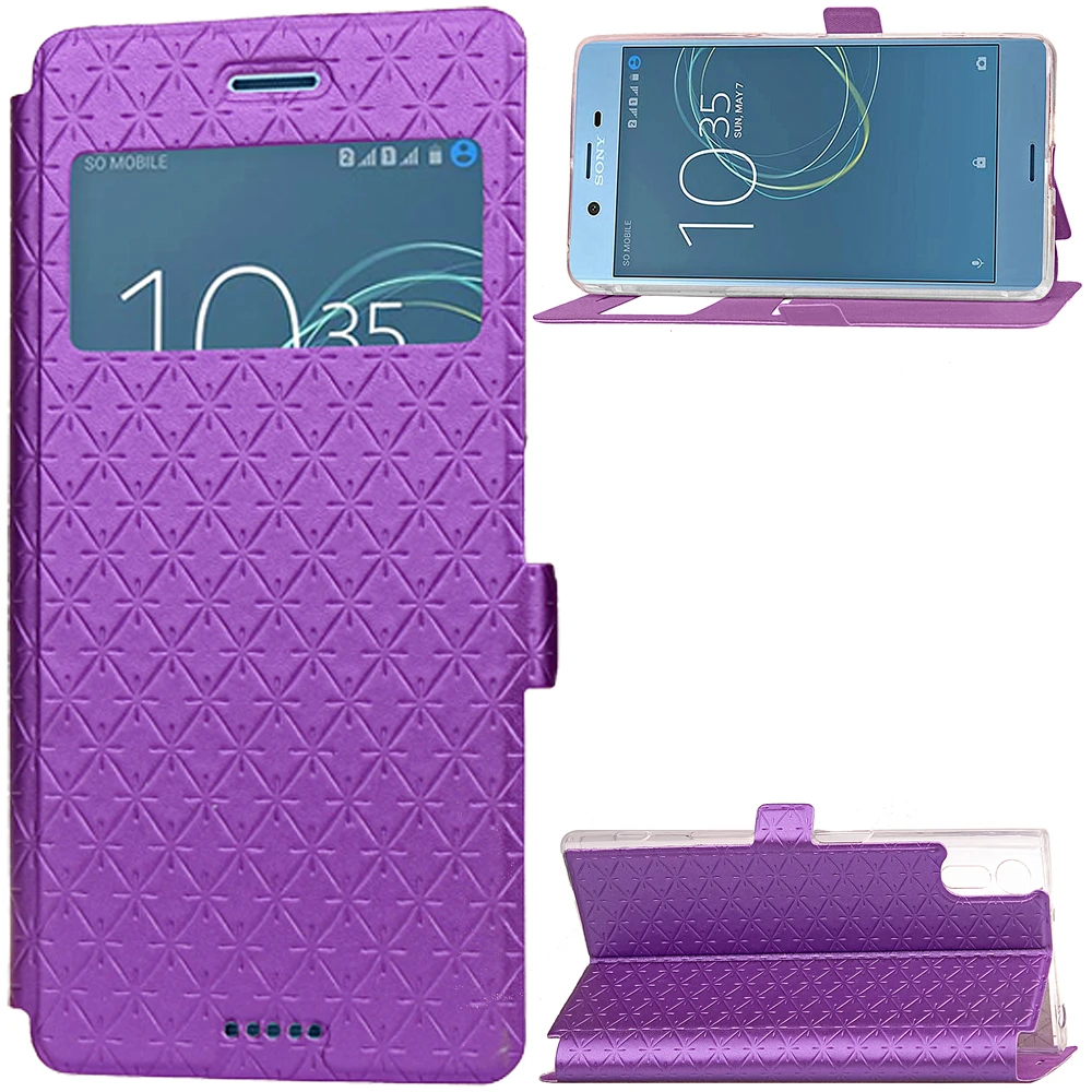 Fashion Window View Leather Case Flip Stand Card Slot Cover for Sony XZ XR X Compact XA | Мобильные телефоны и аксессуары