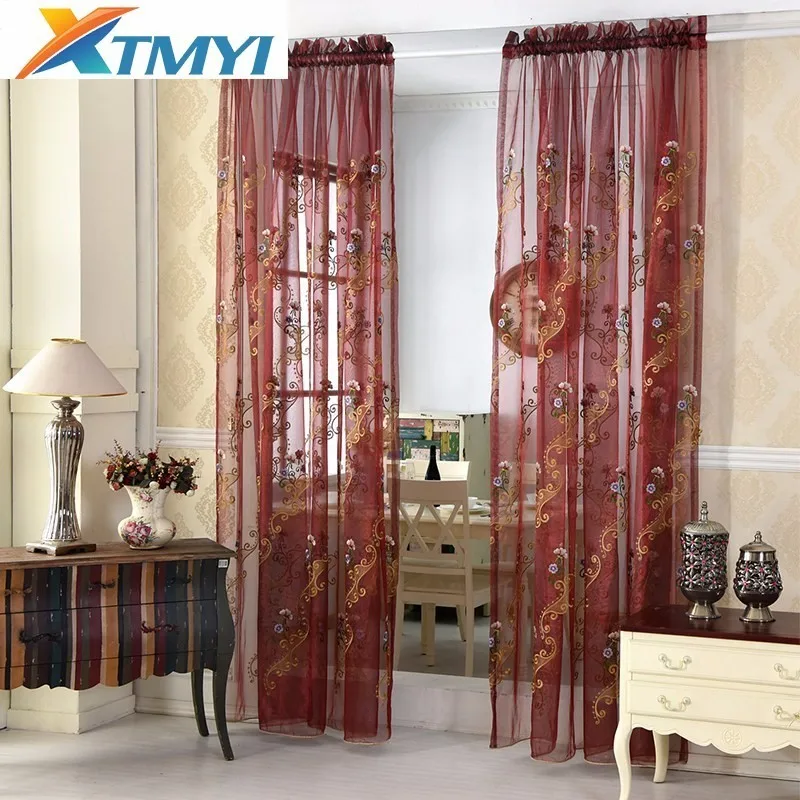 Роскошные вышитые листья оконные шторы для гостиной спальни вуаль занавески