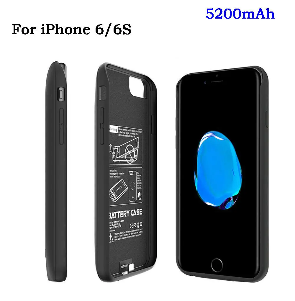 Для iPhone 6/6s корпус питания 5200 мАч портативный внешний аккумулятор зарядное