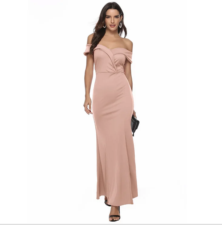 2019 NEW fashion wine V neck Split dress floor-length party evening gown long | Свадьбы и торжества