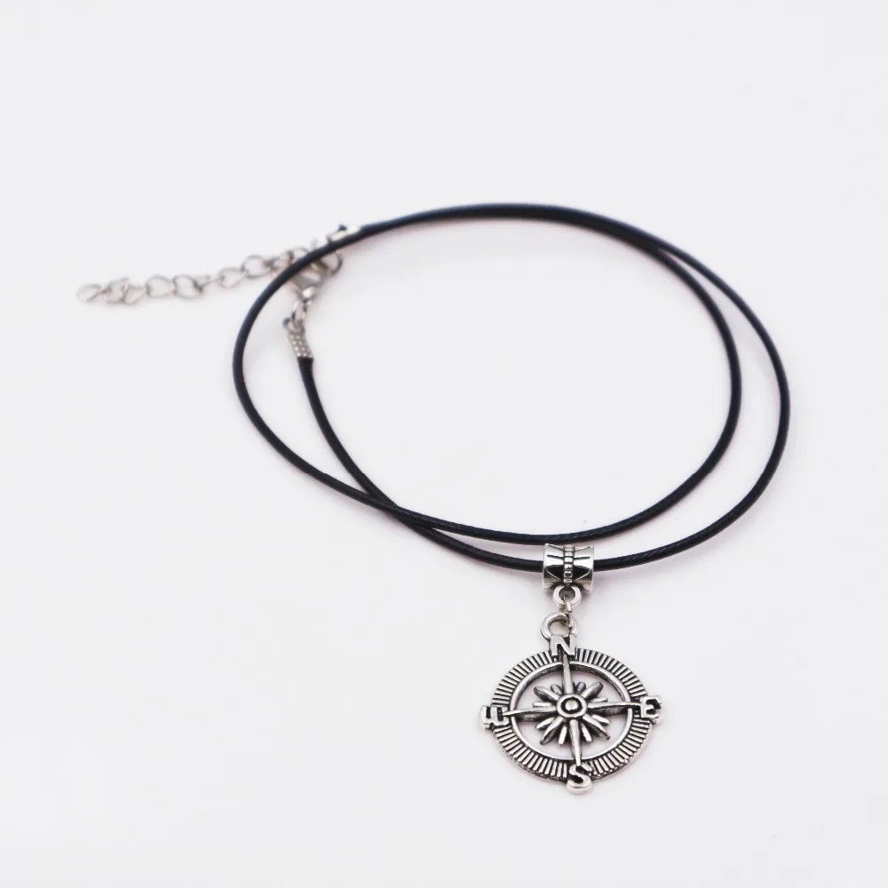 1 шт. прямая поставка черный кожаный компас ожерелье ювелирные изделия подарок