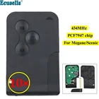 Смарт-карта 10 шт.лот, 3 кнопки, дистанционный ключ 434 МГц, чип PCF7947 для Renault Megane Scenic с необработанным лезвием ключа