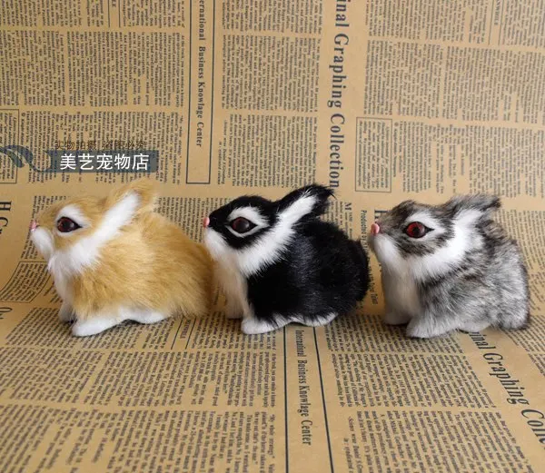 

simulation cute rabbit 9x5x6cm toy model polyethylene&furs rabbit model home decoration props ,model birthday gift d018