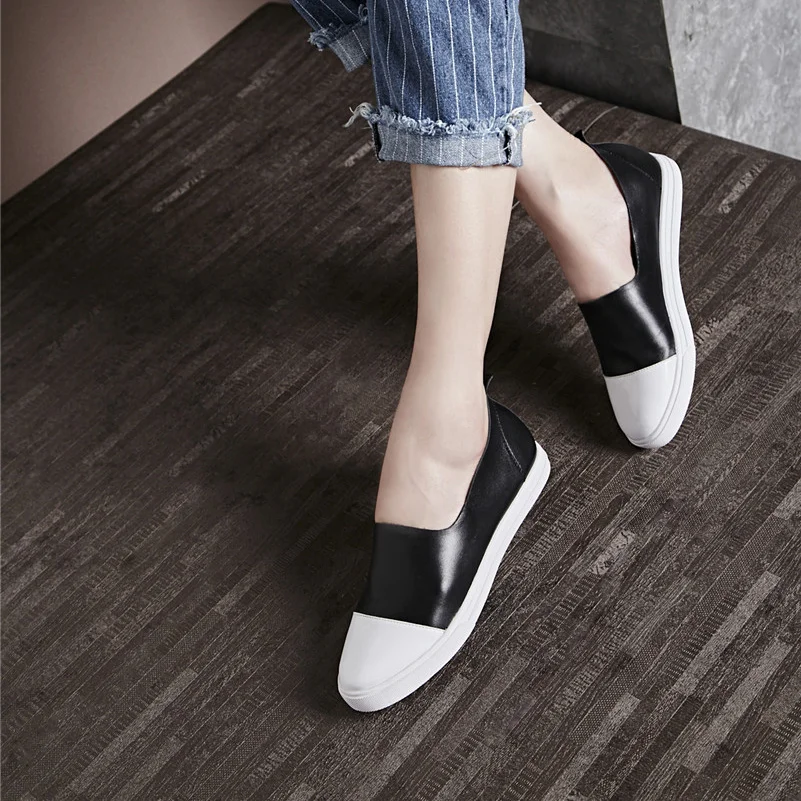 

CONASCO New Arrival Women Flats Heels Spring Summer Loafers Shoes Woman Genuine Leather Sexy Patchwork Flats Shoes Casual Shoes