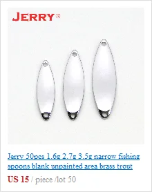 Jerry 50 шт., 2 г, 3,5 г, 5,5 г, жесткая приманка, miu, Неокрашенная, пустая, латунная, для озера, форель, ложки, шоры, безделушки, Спиннер, приманка, pesca
