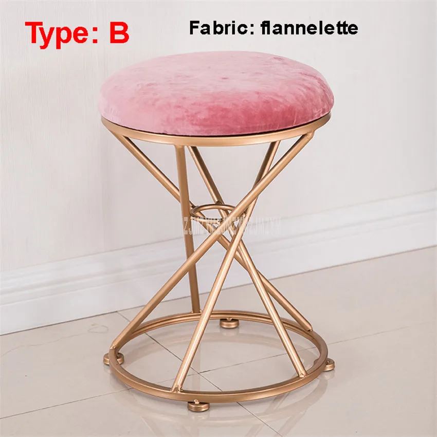 Pink B type Круглый стул для макияжа, пуфик, мягкая подушка, Луи Мода, минималистичный Европейский стиль, железный арт, мебель для спальни - Цвет: Pink B type