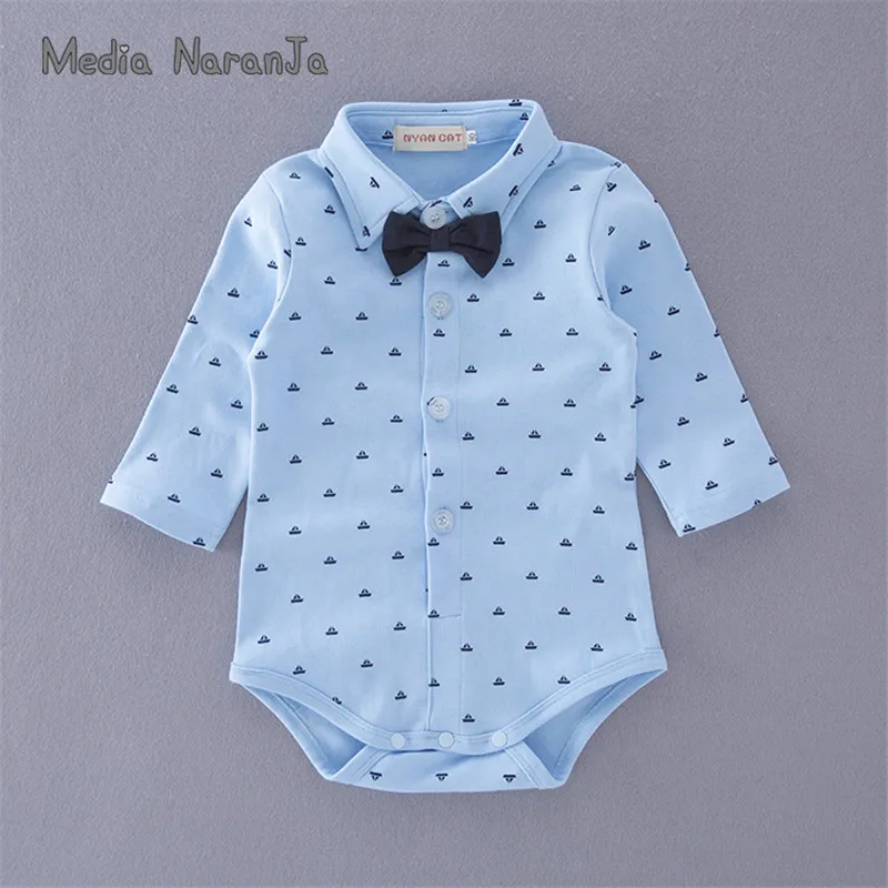 Baby boy clothes gentlemen wedding blue bow tie long sleeves romper+vest+pants+hat party birthday costume clothing |