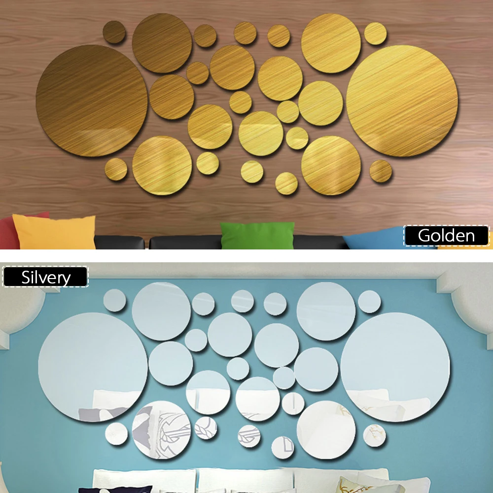 26 шт./компл. Акриловые Настенные зеркальные наклейки в горошек декор для комнаты