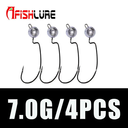 Lead Head Crank Hook Кривошипный крючок с свинцом 3,5 г/5 г/7 г мягкий червячный свинцовый крючок рыболовный крючок Texas Carolina Florida снаряжение для рыбалки снасти 4 шт./партия Afishlure - Цвет: Lead Head Crank Hook