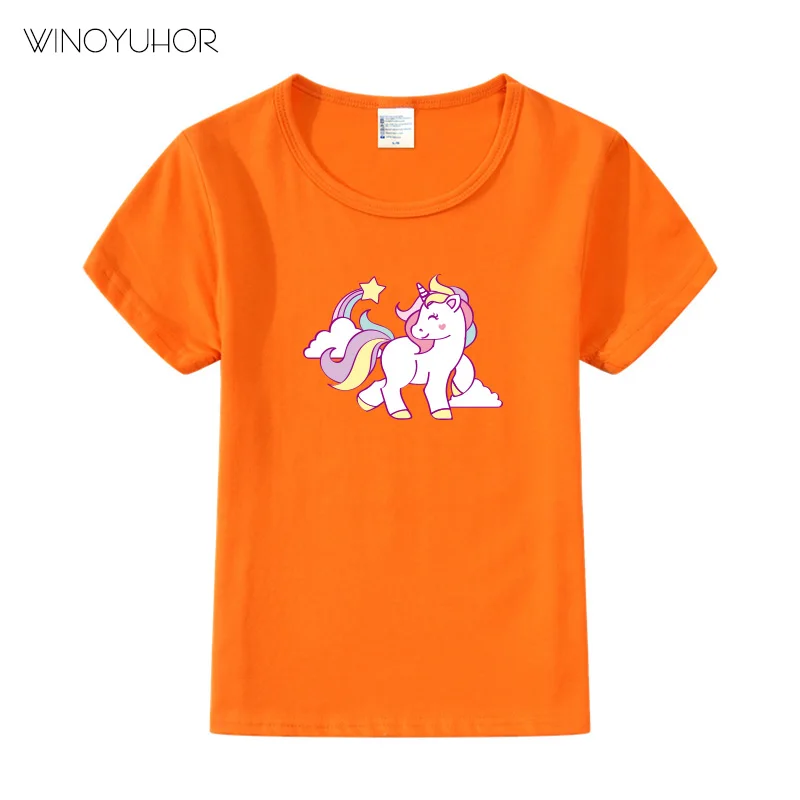 

Cartoon Unicorn Toddler Clothing Tops Summer Short Sleeve T-shirt Children Funny Casual Kids Girls Boy Clothes