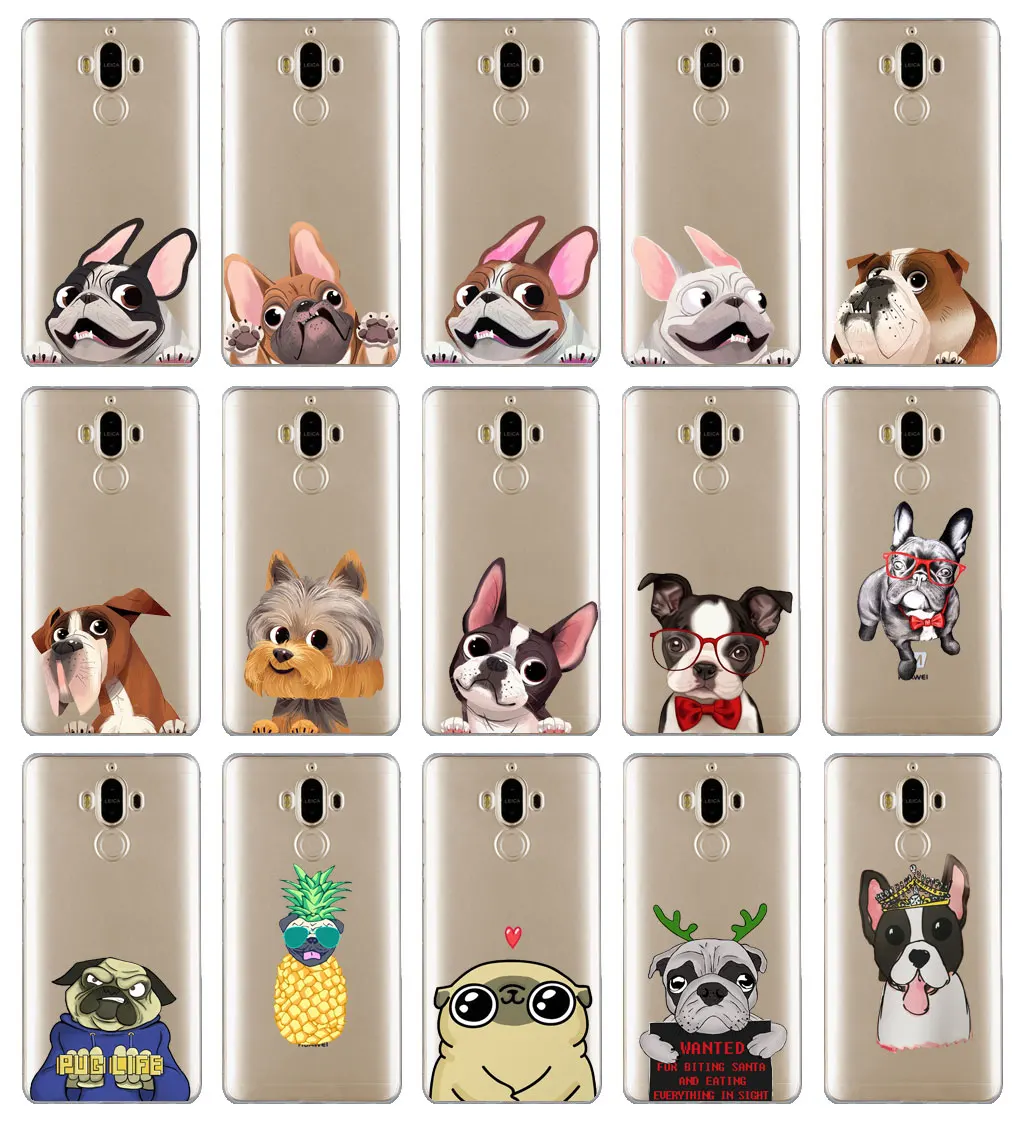 DREAMFOX L518 Cute Puppy Pug Soft TPU Silicone Case Cover For Huawei Mate Nova 2 9 10 20 30 Lite Pro Plus |