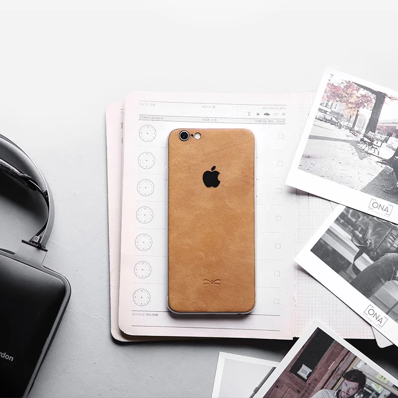 Натуральная кожа выдалбливают полностью Задняя Кожа стикер для iPhone 7 Высокое