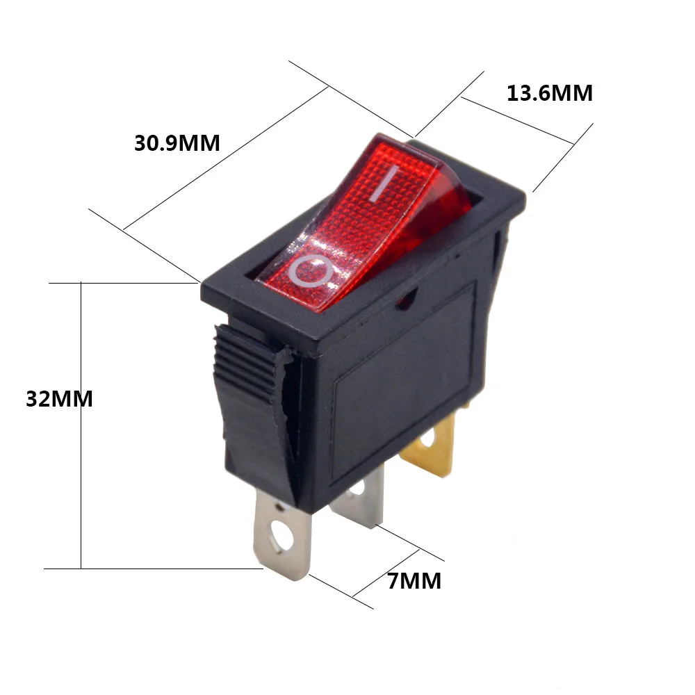 5 шт./лот SPST 2/3/4/6PIN на включение/выключение Круглый/квадратный лодка кулисный переключатель автомобиль приборной панели грузовик на колесах ATV дома KCD - Цвет: KCD3 3P with lamp