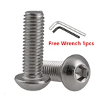 100 шт. ISO7380 M5 Шестигранная головка с круглой головкой болты A2-70 болты M5x681012141618202530 свободный ключ 1 шт.