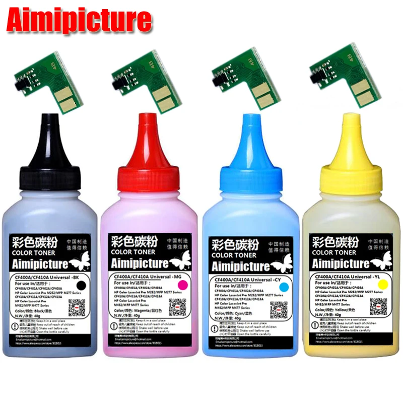 CF410A CF410 CF411A 411A CF412A 412A CF413A 1 комплект цветной тонер порошок и чип для HP M452 452 M477 M477fnw