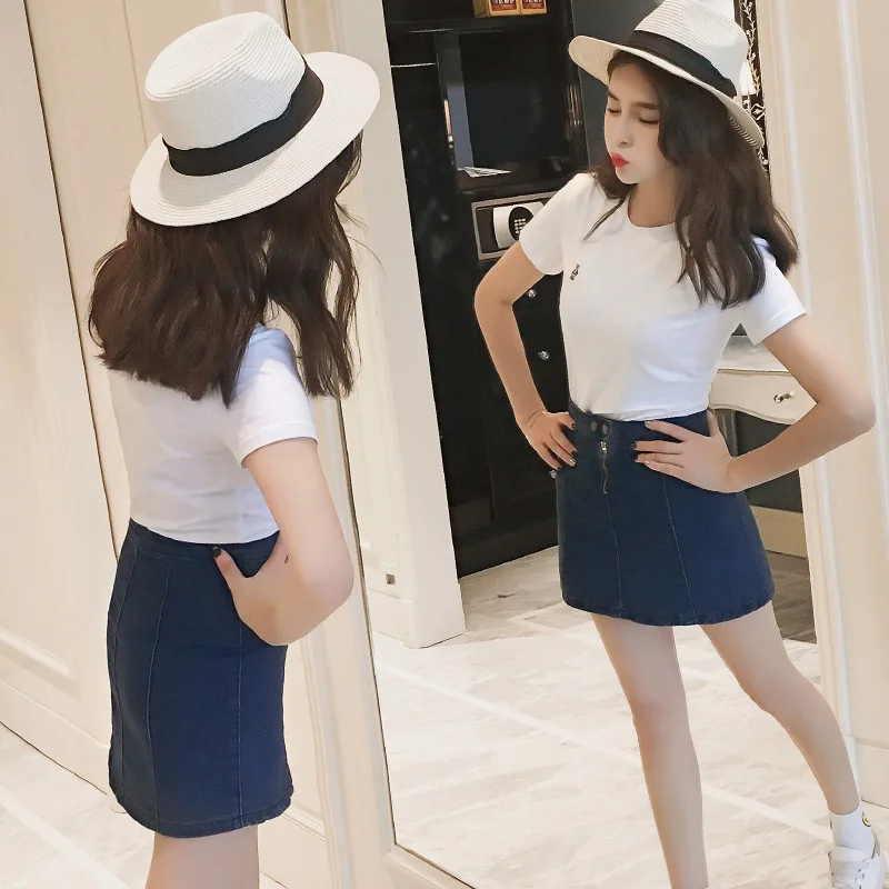 YAUAMDB women t shirts 2018 summer S-XL cotton female t-shirts clothing short sleeve embroidery slim formal ladies top tees Y32 | Женская