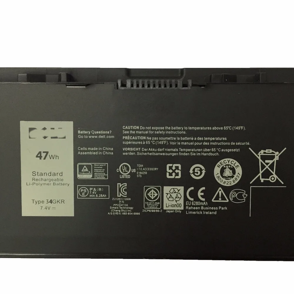 Новый оригинальный аккумулятор 34GKR для ноутбука DELL PFXCR T19VW G0G2M 451-BBFV 451-BBFY C8GC5 Latitude