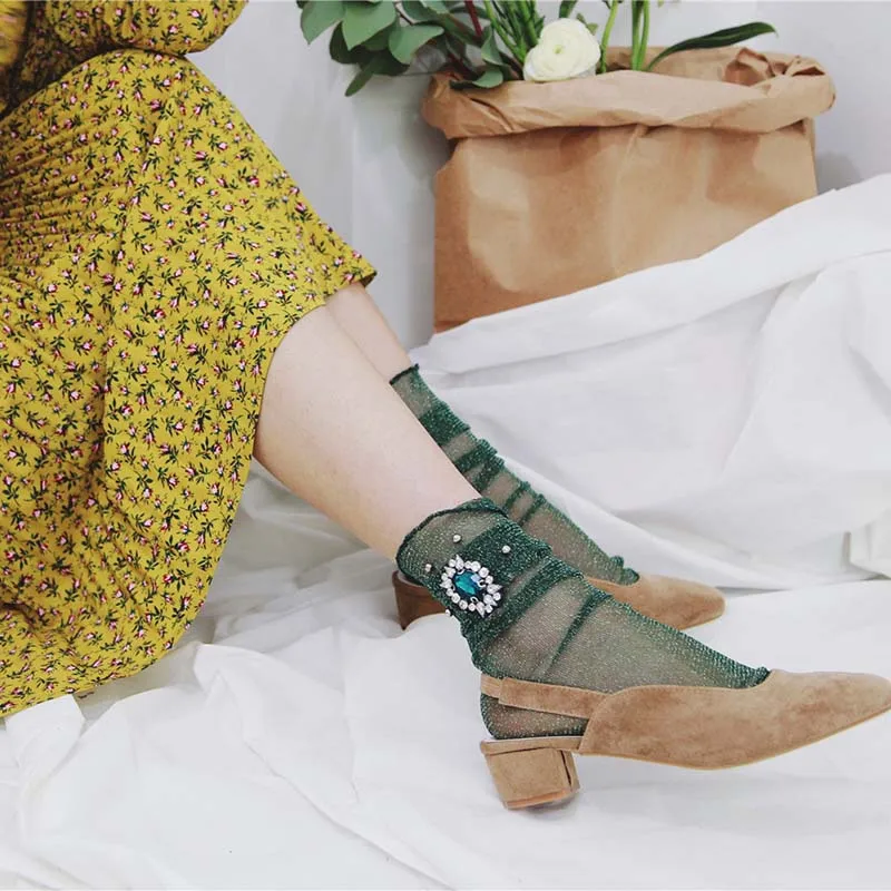 Женские ультратонкие прозрачные шелковые носки [COSPLACOOL] золотистые серебристые