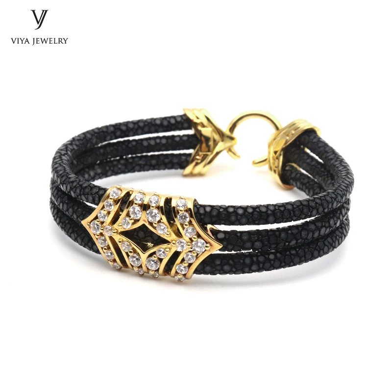 Роскошные три круглые StingrayBracelet 925 пробы серебро браслет для часов Для мужчин