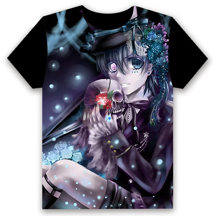Модная мужская футболка Аниме Kuroshitsuji Black Butler Ciel Phantomhive Косплей Повседневная с