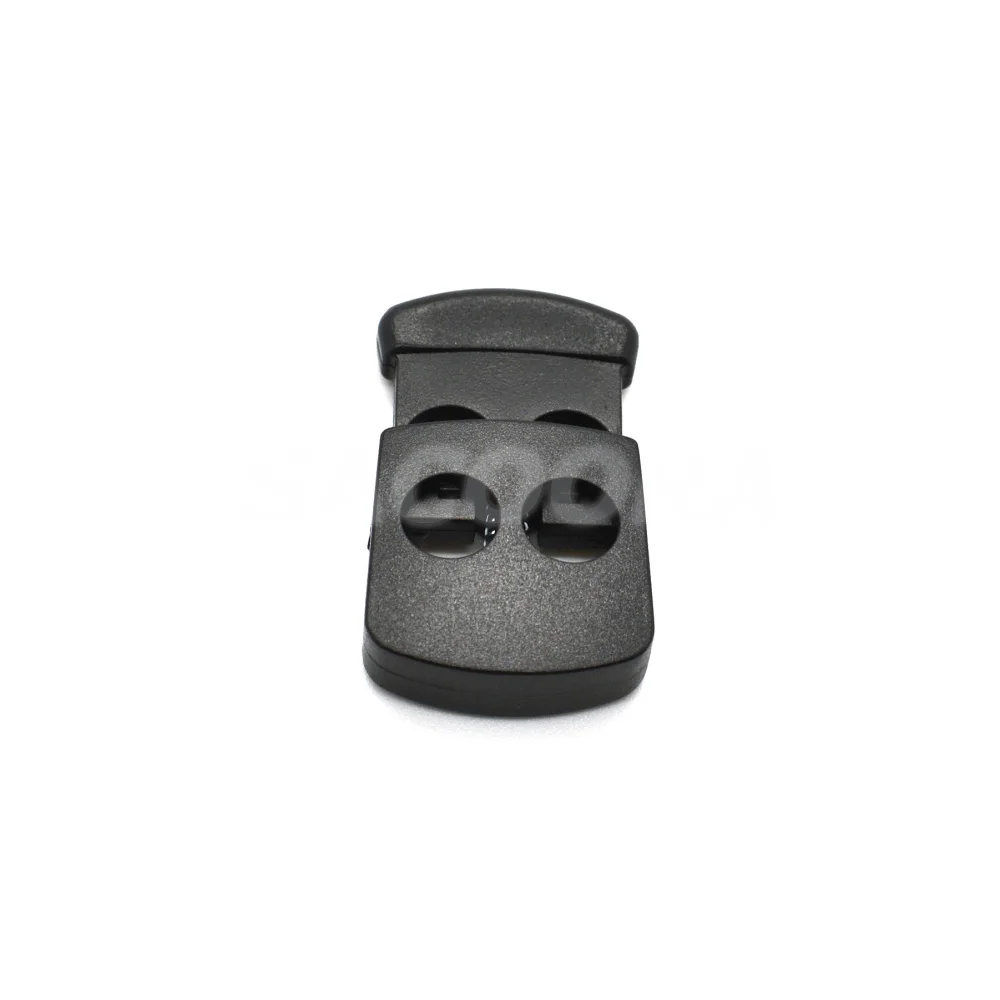 

10pcs/pack 2 Holes Cord Lock Toggle Stopper Plastic Toggle Clip Black 30mm*18mm*5.5mm K-145