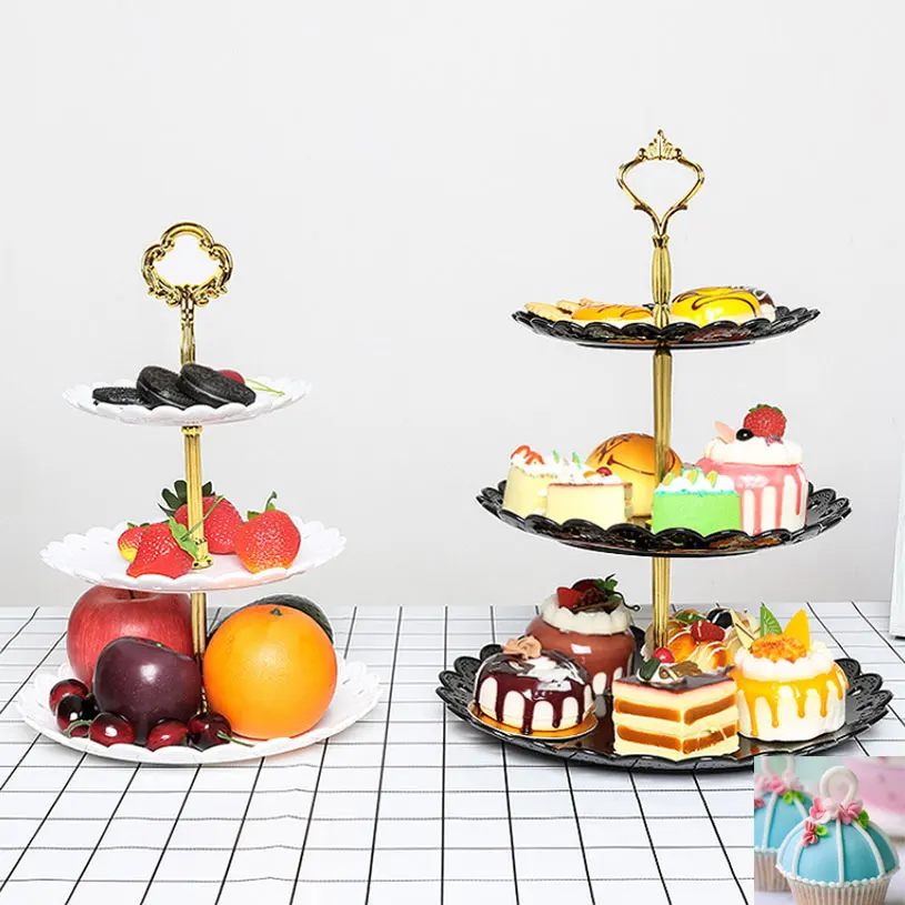 Трехслойная подставка для торта Фруктовая тарелка тортов десертов стойка