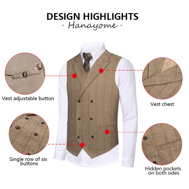 Hanayome Slim Fit Мужской жилет мужской жилет Homme Повседневная Формальная деловая куртка без рукавов для вечернего платья