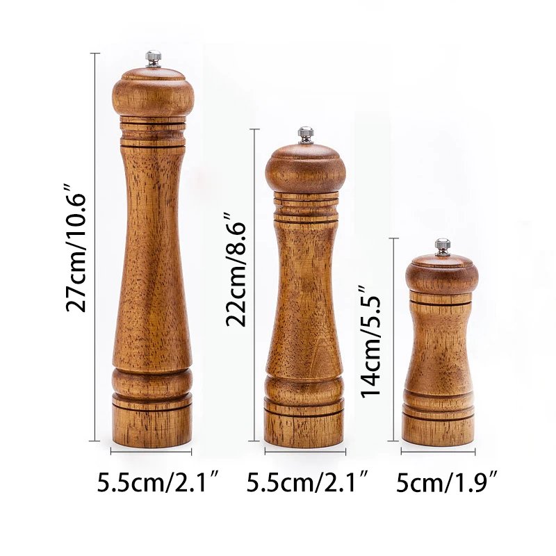 1pc Oak Wood Spice Salt Mill Grinder Ceramic grinding core Pepper Set Cooking Handheld Seasoning BBQ Tools | Дом и сад
