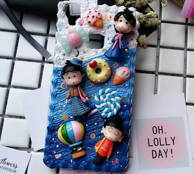 Чехол сделай сам для samsung note 8/9/10 plus 3D Chibi Maruko chan чехол телефона galaxy s7edge s8/9 + ручной