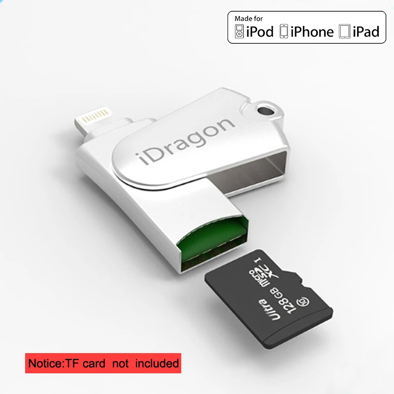Металлический USB кардридер высокого качества TF Micro SD карта OTG адаптер Lightning для Apple