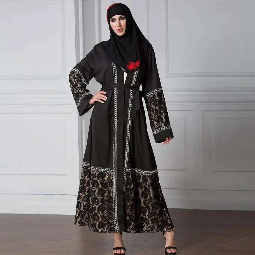 Элегантная мусульманская мантия на Ид аль-Фитр, мусульманская, Дубайская, модная, длинная, кружевная, мусульманские платья, робы, для поклон...