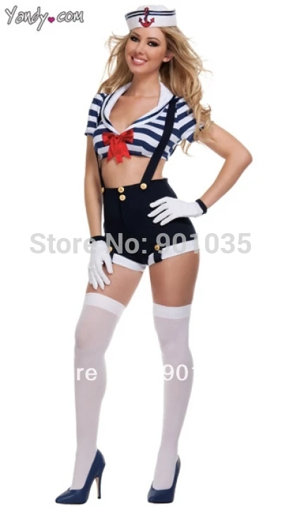 

FREE SHIPPING zt1613 Sexy Womens Adult Sailor Marine Navy Harbor Hottie Halloween Costume Fancy Dress size M