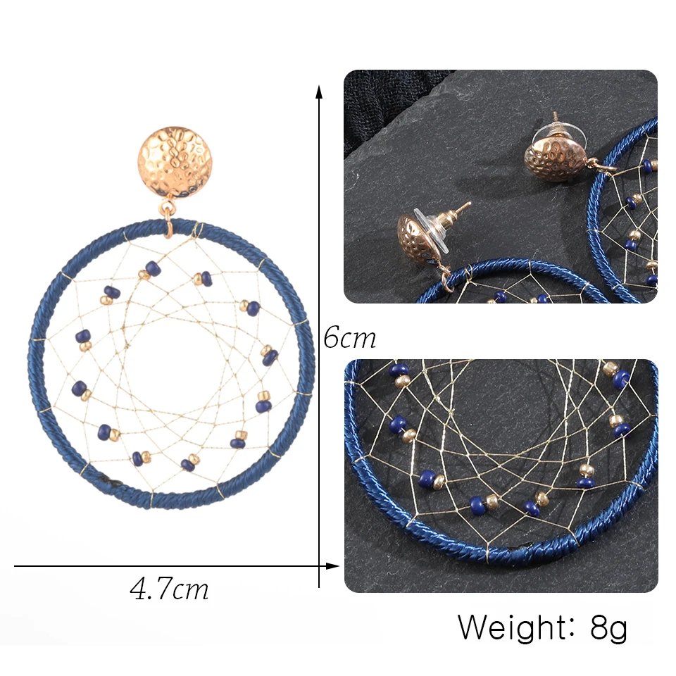 2019 модные серьги-кольца ручной работы простые сетчатые геометрические свисающие