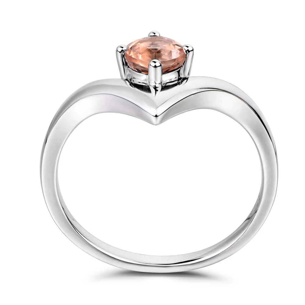 

Leige Jewelry Natural Pink Morganite Ring Engagement Ring Round Cut Pink Gems 925 Sterling Silver Ring Solitaire Ring for Her