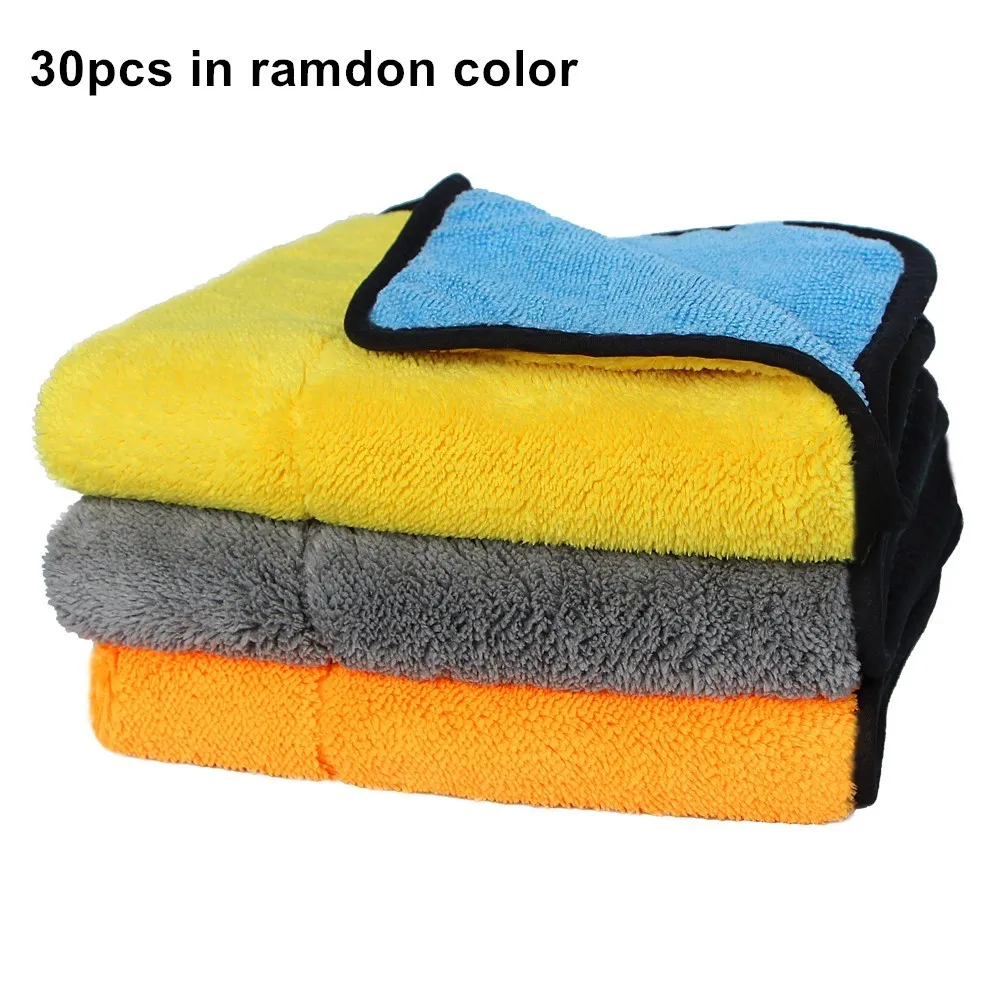 Mixed Color-30pcs Супер толстое полотенце из микрофибры для мытья автомобиля, полотенце для чистки автомобиля для оптовой и розничной продажи, плюшевая ткань из микрофибры для чистки автомобиля - Цвет: Mixed Color-30pcs