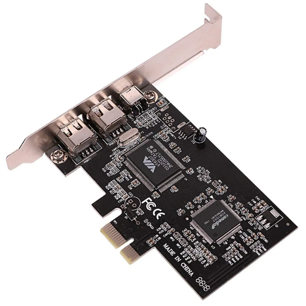 Плата расширения Firewire PCIe с 3 портами 1394A PCI Express на IEEE 1394 контроллер адаптера 2x6