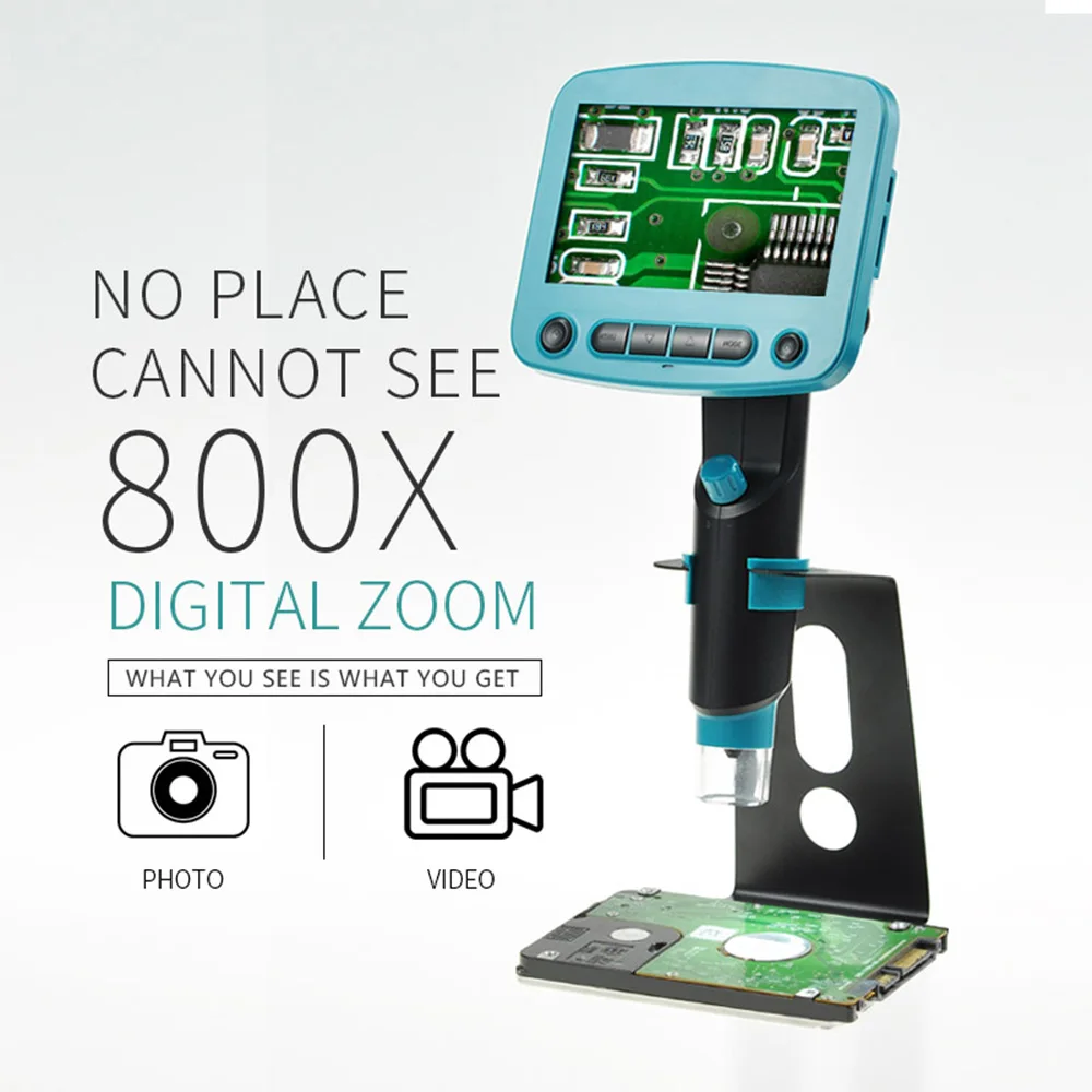 Цифровой ЖК микроскоп 800X с USB 4 3 дюймовый HD O светодиодный портативный 8 VGA камера