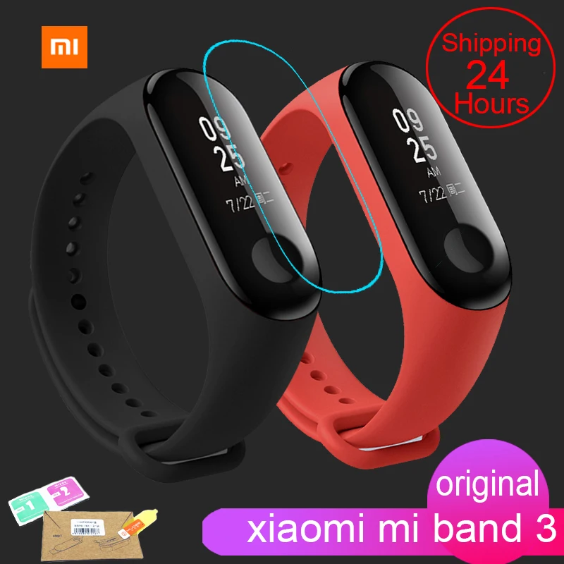 В наличии оригинальный Xiaomi mi Band 3 умный Браслет 0 78 дюймов OLED мгновенное сообщение